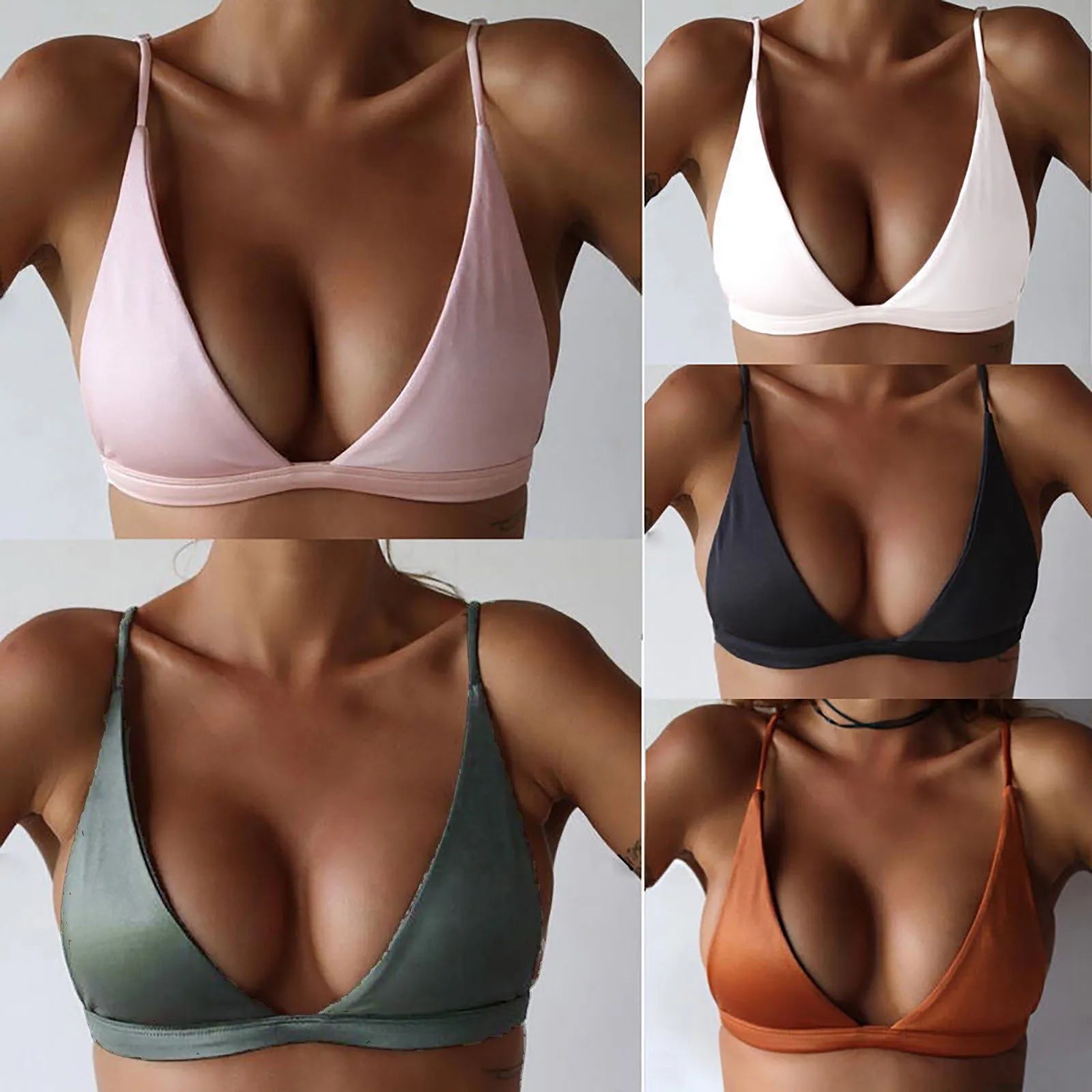 Sexy Bikini Bra Bralettw Top For Women Solid Color Bandage Swimwear Backless Sleeveless Swimming Crop Top Summer Beach Suit