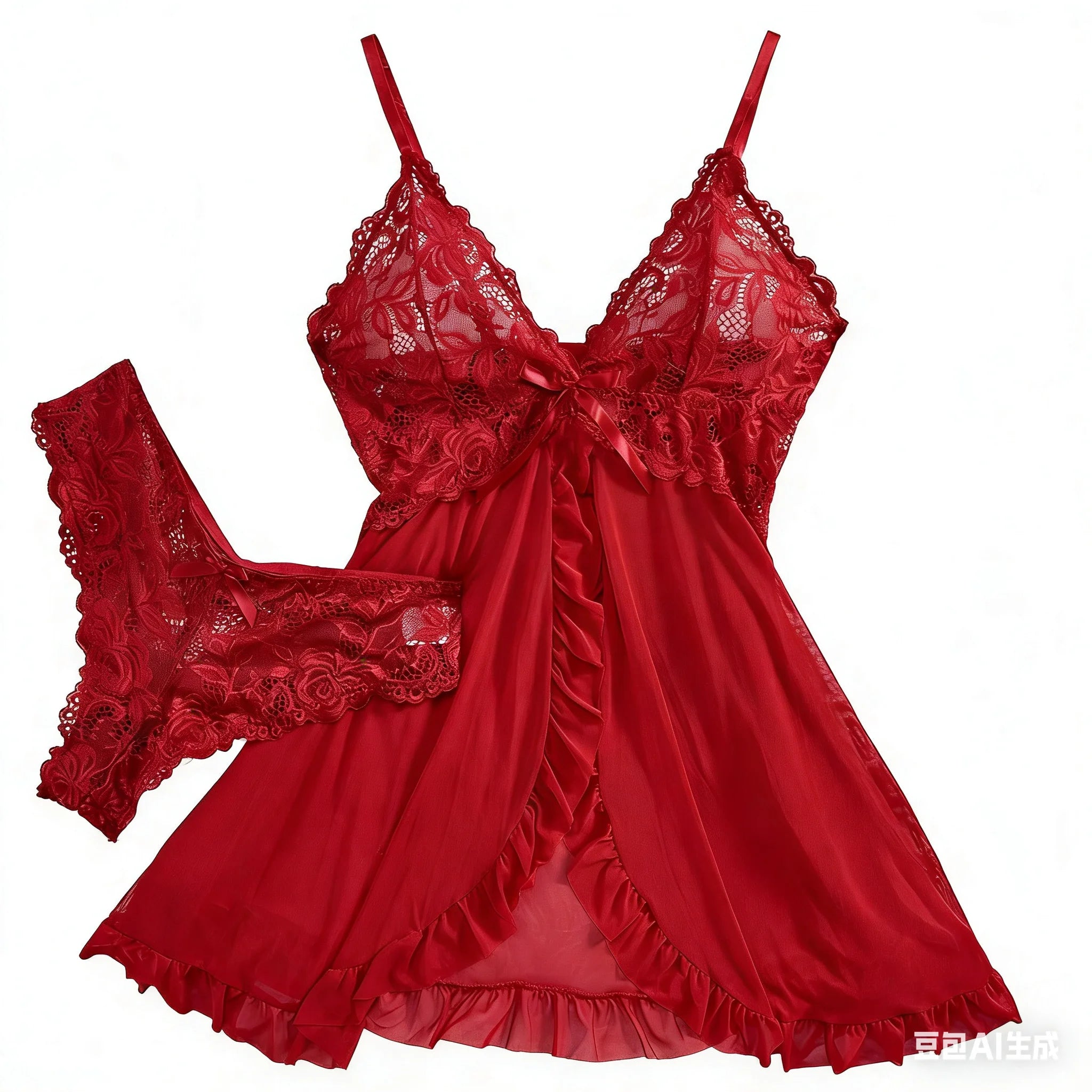 Sexy Lingerie Set Women Erotic Bra Nightdress Sexy Lace Sleepwear Solid Slim Soft Dresses V Neck Full Slip Sleepwear & Dresses