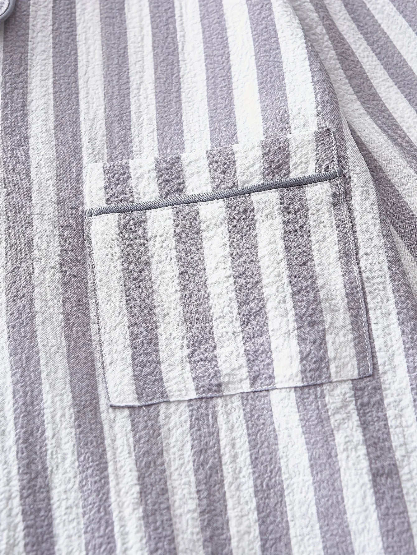 Elegant Striped Polyester Pajama Set for Women with Lapel Collar, Long Sleeve Button-Up Top, and Long Pants, Fall/Winter Woven S