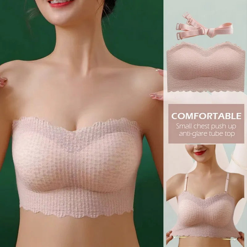Women Seamless Bralette Sexy Invisible Bra Tube Tops Strapless Bras Lingerie Wireless Wedding Brassiere Push Up Underwear