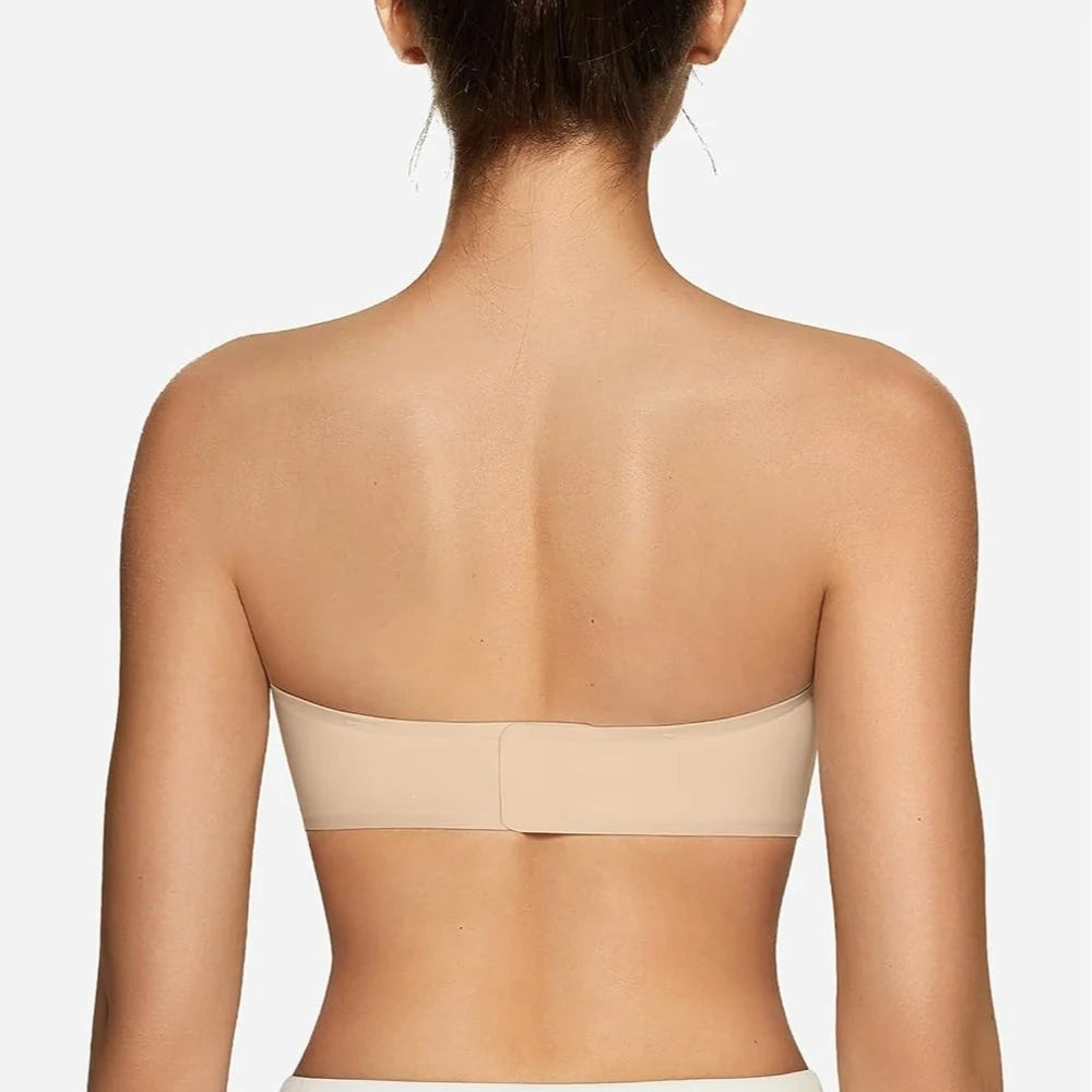 Strapless Bras For Women No-Slip Bandeau Push Up Wireless Bralette Comfy Seamless No Underwire Padded Jelly Tube Top Bra