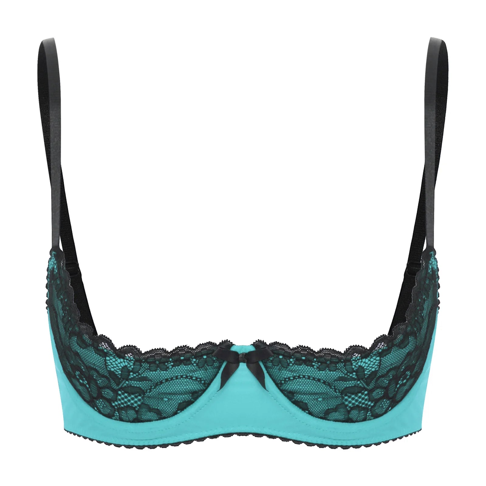 Sexy Womens Half Cup Underwire Bra Lace Push Up Open Chest Balconette Hot Bra Underwear Bare Exposed Breast Underwire Brassiere
