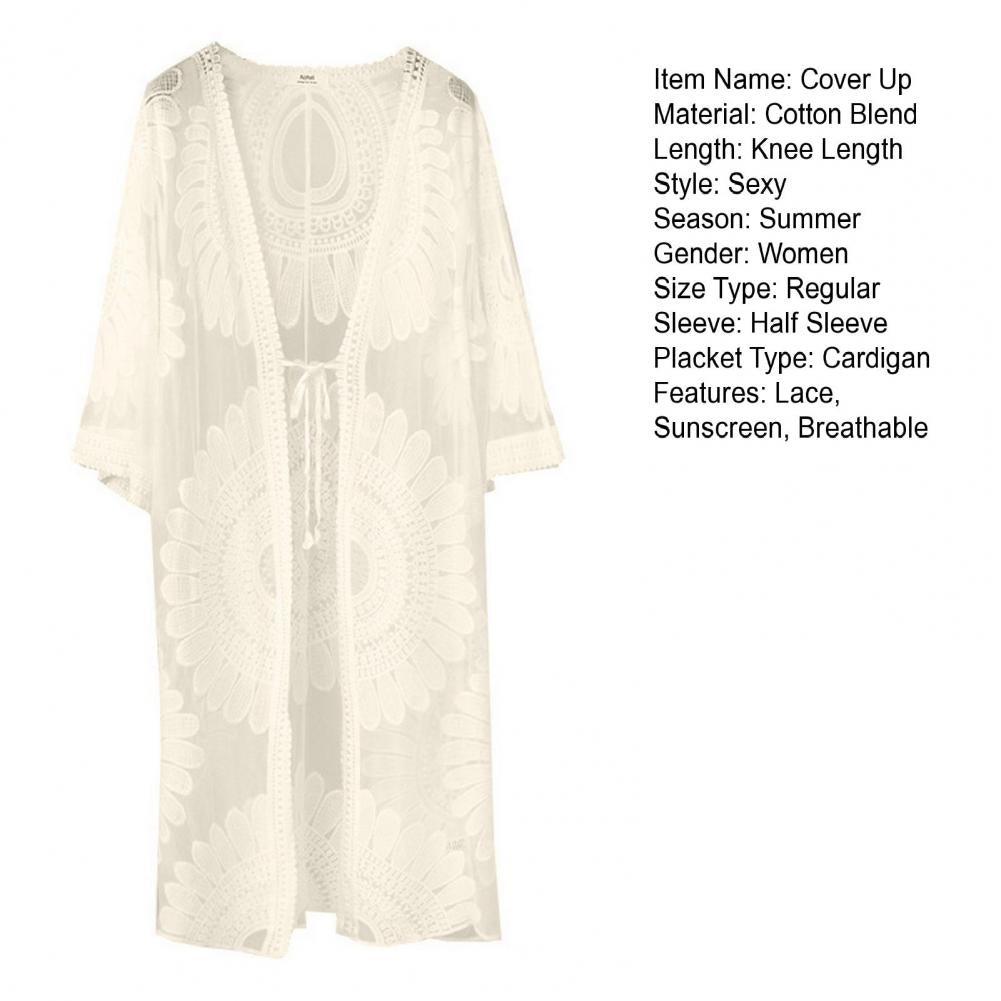 Flower Lace Cover-ups Beachwear White Cardigan Beach Cover Ups for Swimwear Women Bath Exits Outfits Solid Knitted Wear Coverup