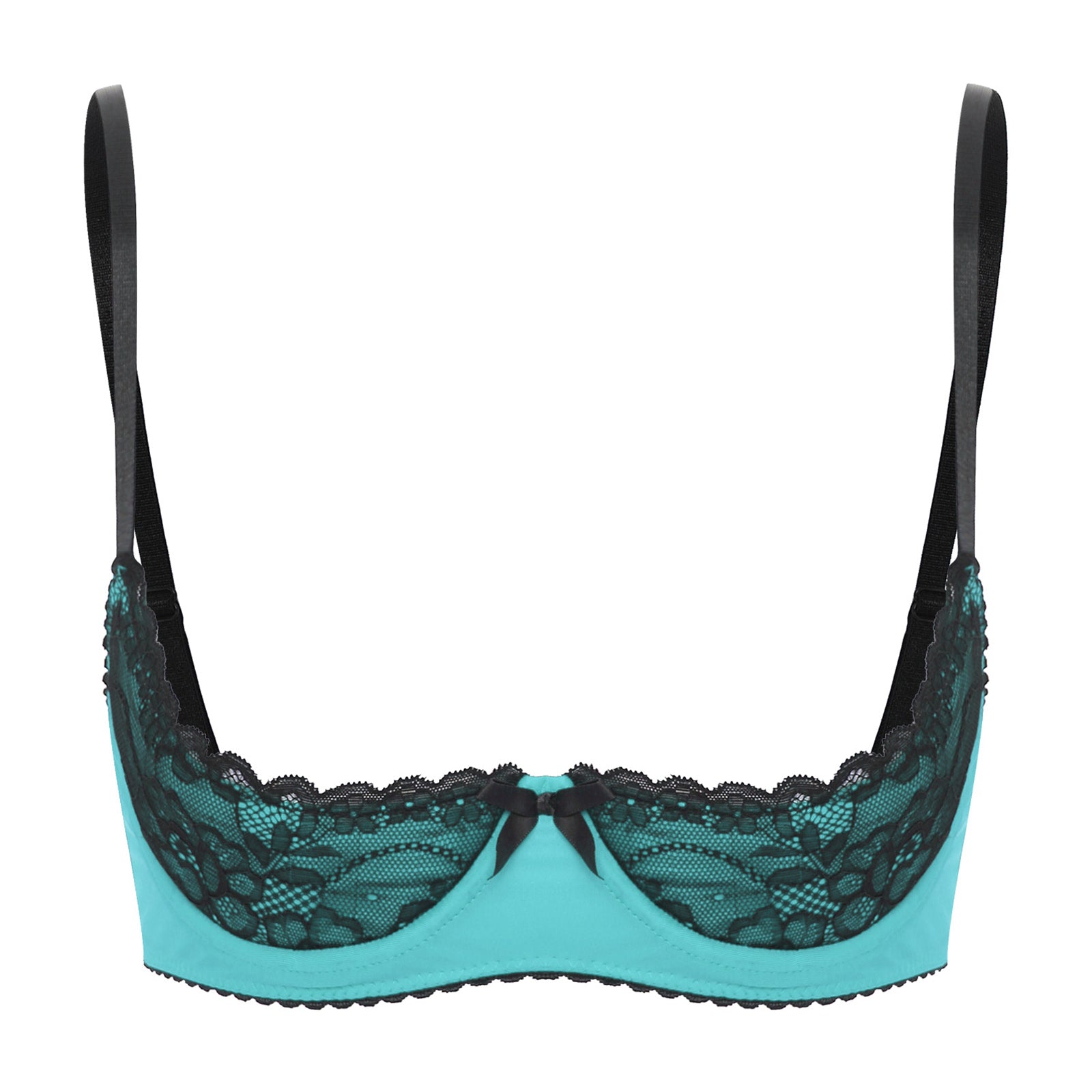 Womens Bra Tops See Through Lace 1/4 Cups Balconette Bralette Padded Underwire Shelf Bra Tops Lingerie Bralette Sexy Underwear