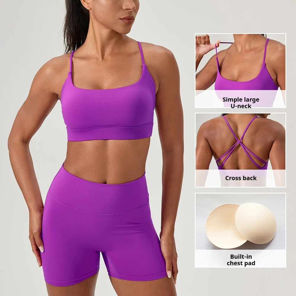 Women Beauty Back Yoga Bra Shock Absorption Sports Underwear High Elastic Fitness Running Vest Breathable Support Sports Bras