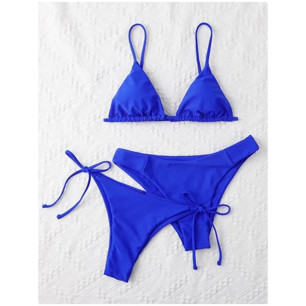 3 Pack Two Bottoms Push Up Bikini Sets Swimsuit For Women Sexy Low And Mid Waist Three Pieces Swimwear Bathing Suit