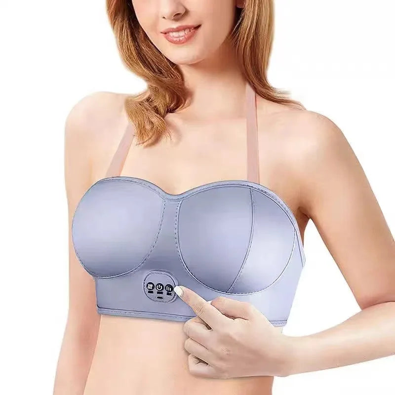 Wireless Electric Massage Bra Compress Vibration Chest Massager Home Breast Care Rechargeable Skin Friendly Relaxing Ergonomic