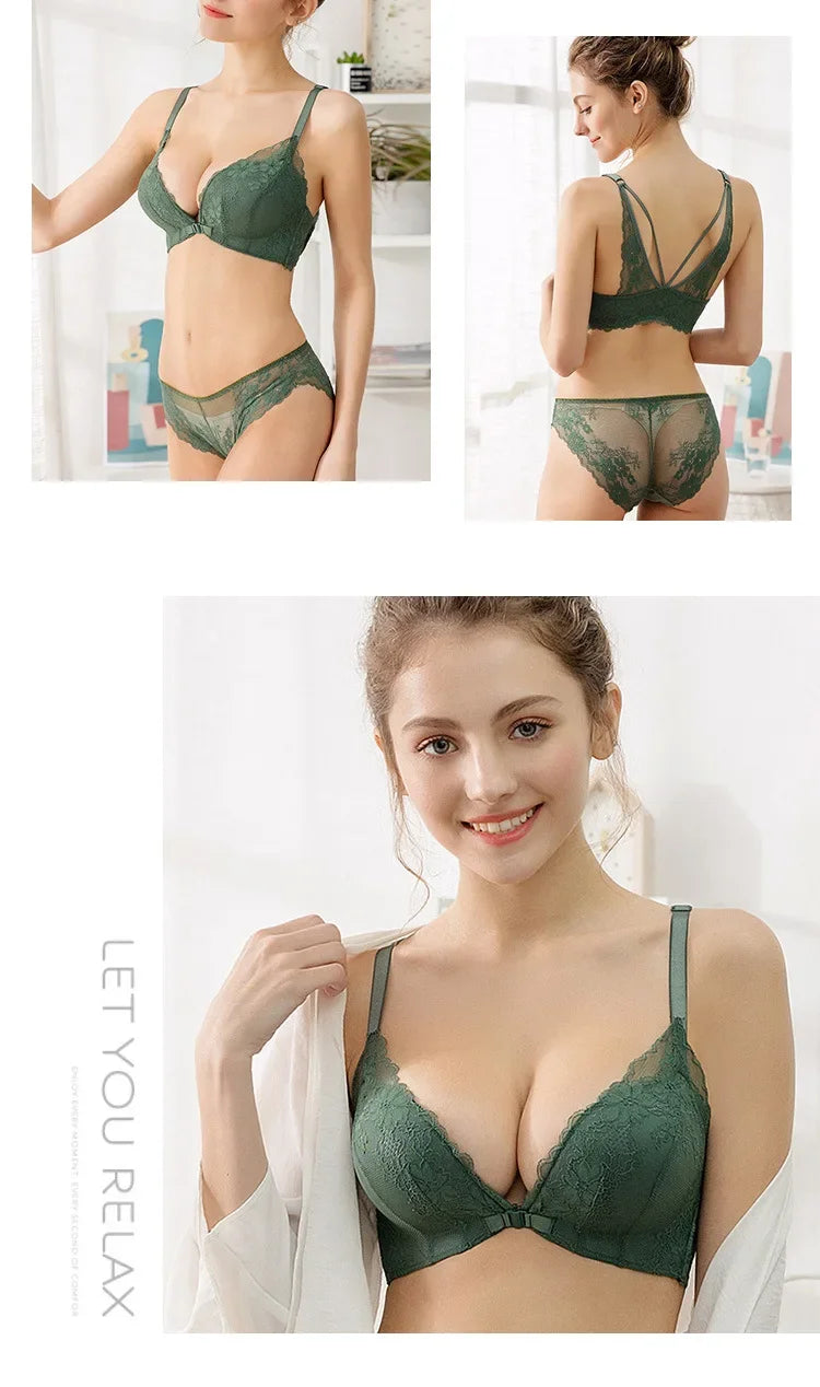Lace Floral Front Closure Bras Backless Push Up Bra Comfortable Adjustable Soft Wireless Bralette Sexy Lingerie For Women Lady