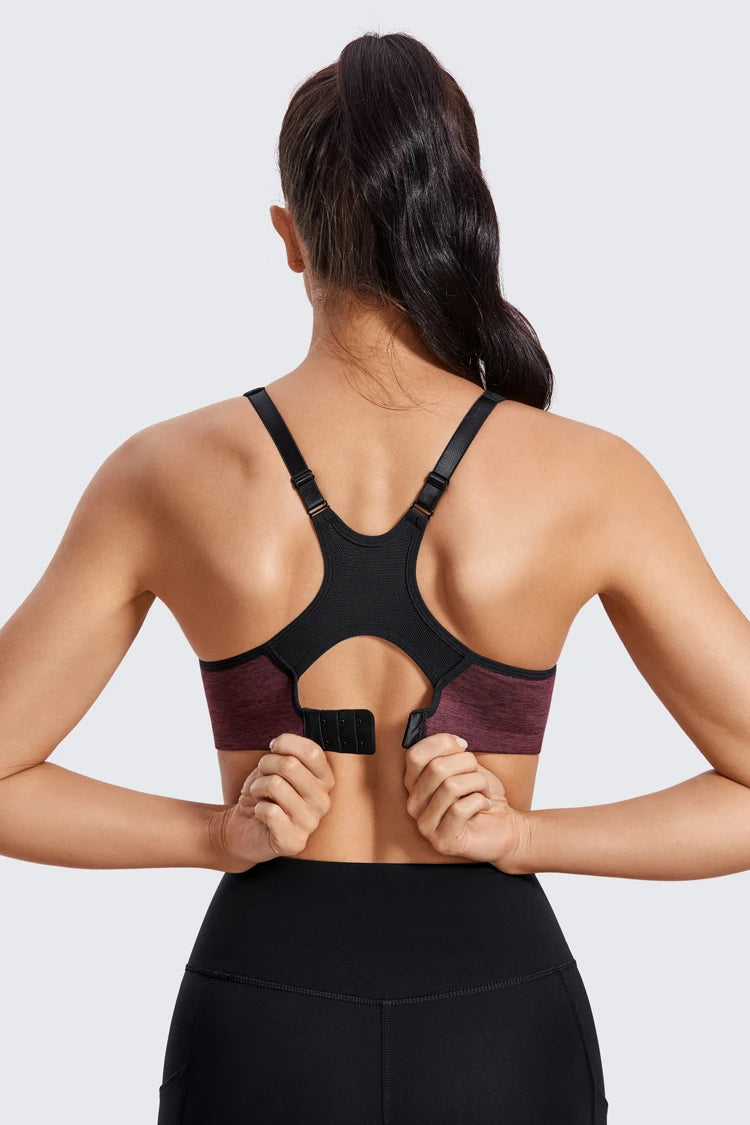 Sports Bra Women Shockproof Push Up Full Support High Impact Racerback Lightly Lined Underwire Undrwear Bras