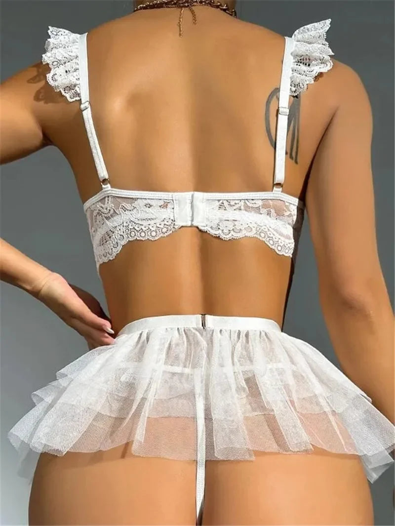 Sexy Lingerie Erotic Underwear Set Transparent Porno Lace Sexy Bra And Panty Garter Set Lingerie Sexy Hot Erotic Sleepwear