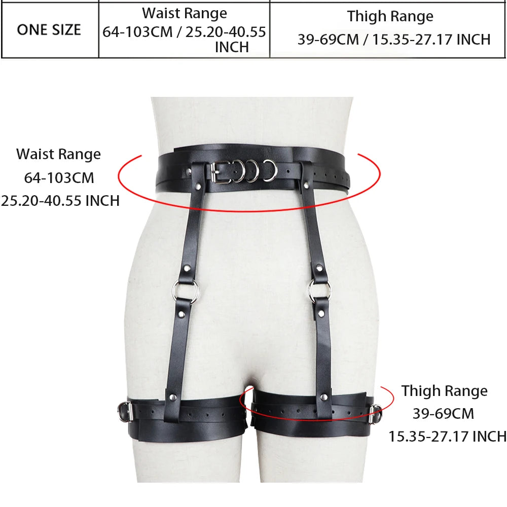 Women Sexy Leg harness Garter Belt Leather Lingerie Bdsm Bondage Lingerie Thigh Garter Goth Fetish Clothing Festival Rave Outfit