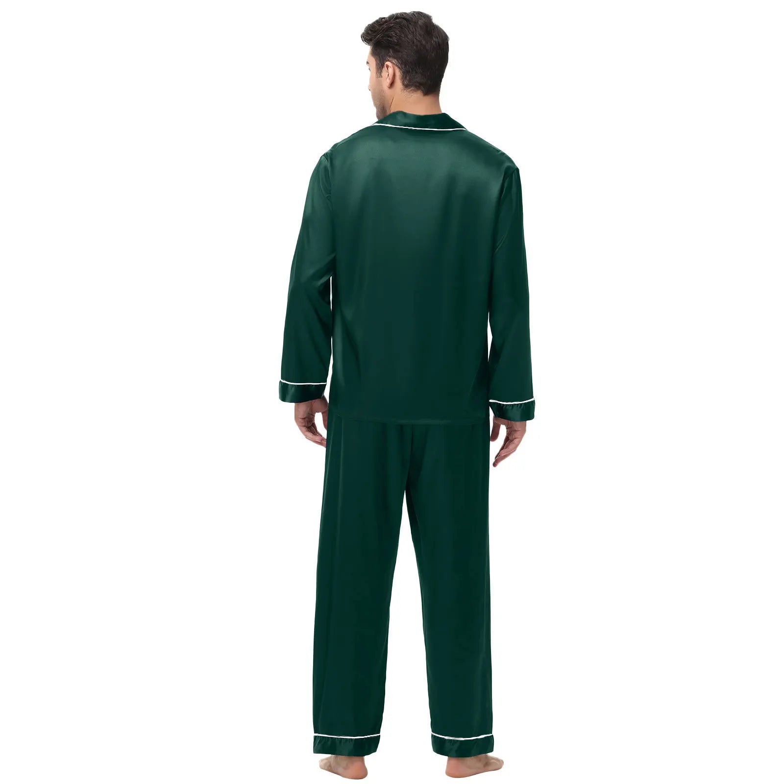 Men Pajamas Set Silk Satin Sleepwear for Man Shirt Long Sleeve Pijama Male Fashion Soft Loungewear S-2XL Size Spring Nightwear