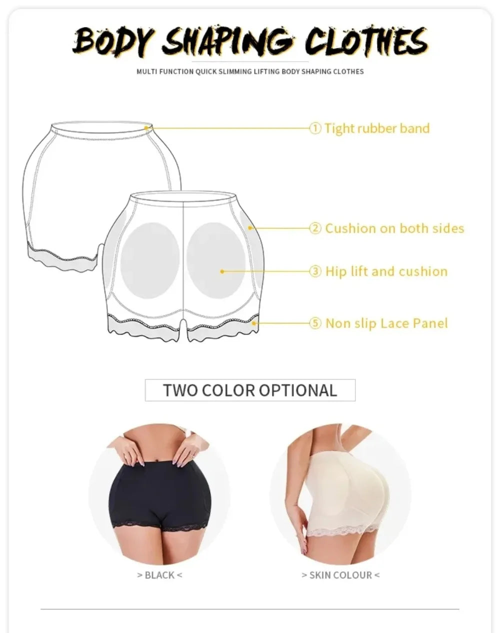 Shapewear Women Seamless Lace Trim Padded Push Up Butt Lifter Panties Shapewear Body Shaper Women Underwear Accessories 1PC