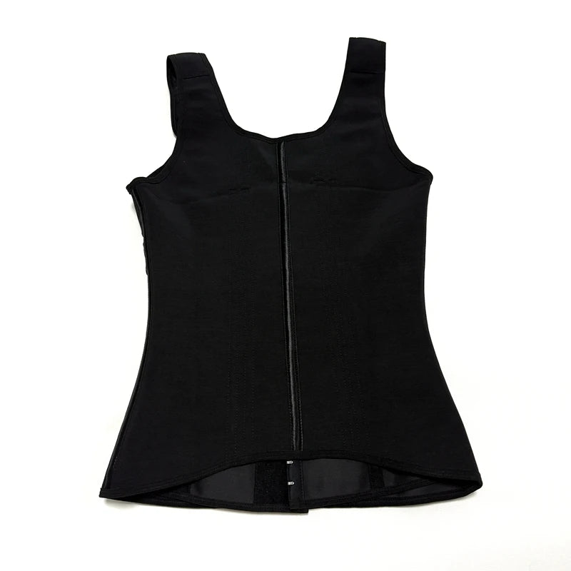 Shapewear Women Fajas Waist Trainer Tummy Control Vest Body Shaper 17 Steel Bones 3-Row Hooks Zipper Adjustable Strap