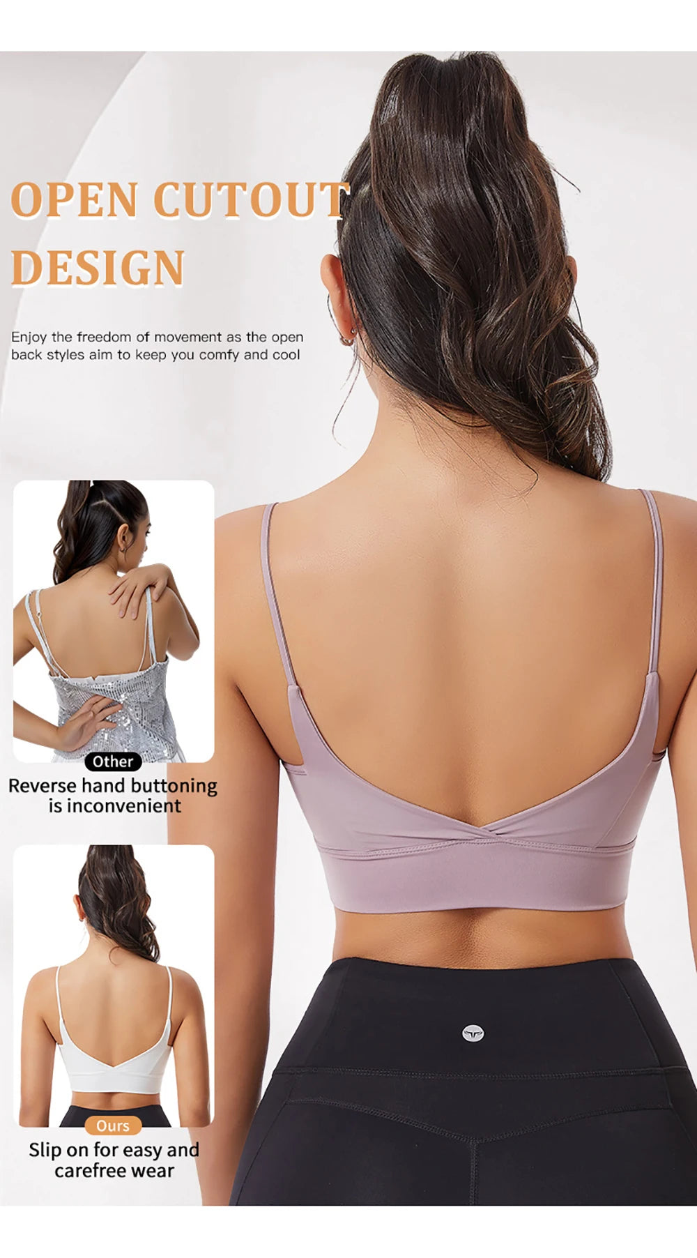 Low Back Sports Bra For Women Low Impact Padded Workouts No Underwire Bralette Beauty Back Yoga Spaghetti Straps Vest Tops