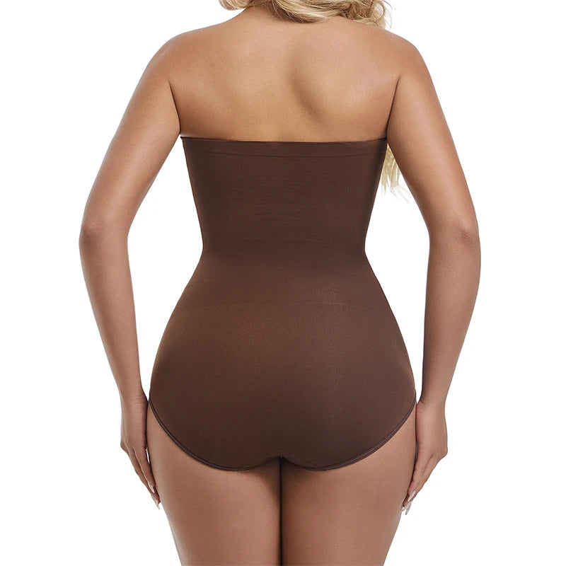 Strapless Shapewear Bodysuit Off the Shoulder Seamless Tummy Control Body Shaper Removable Shoulder Strap Sexy Leotard