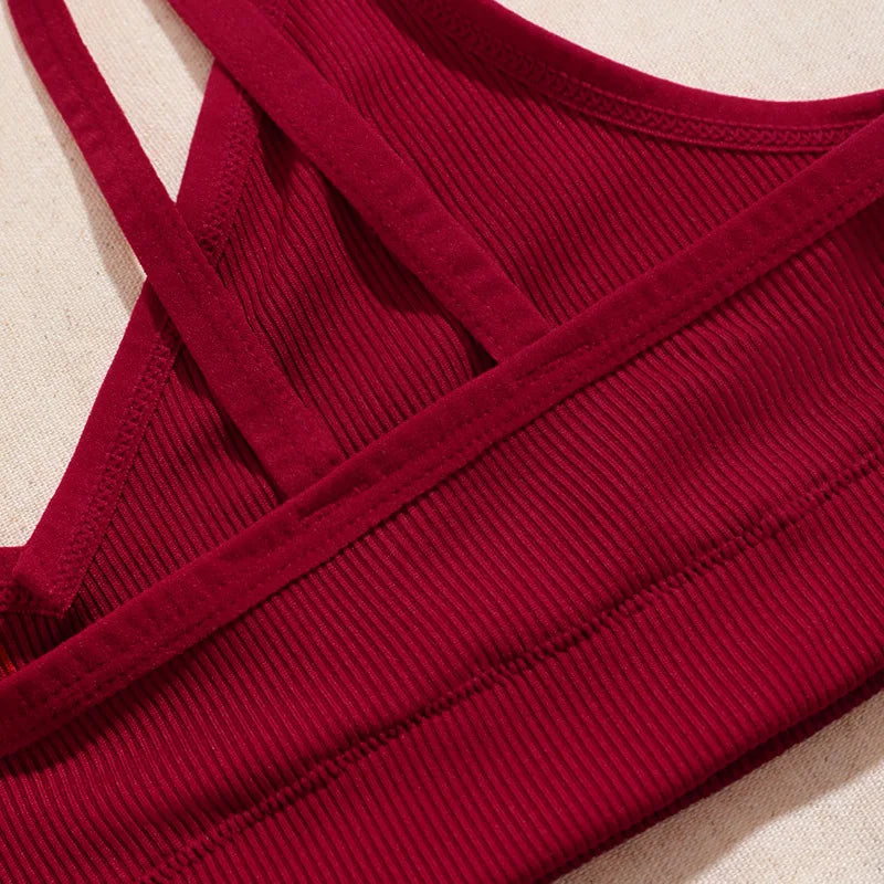 Simple Seamless Ribbed Women Sexy Bras Elegant Yoga Wireless Bra Sexy Lingerie Backless Fashion Solid Soft Women Underwear