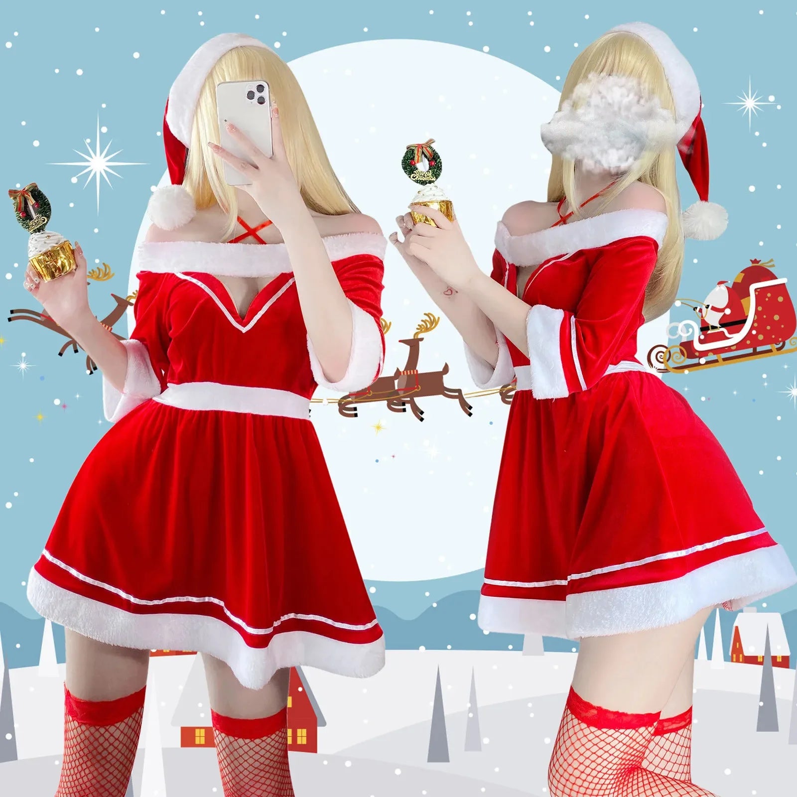 Sexy LingеRie Set Christmas Women Sexy Miniskirt Pajamas Sexy Underwear Set Lingerie Білизна Жіноча Комлекти