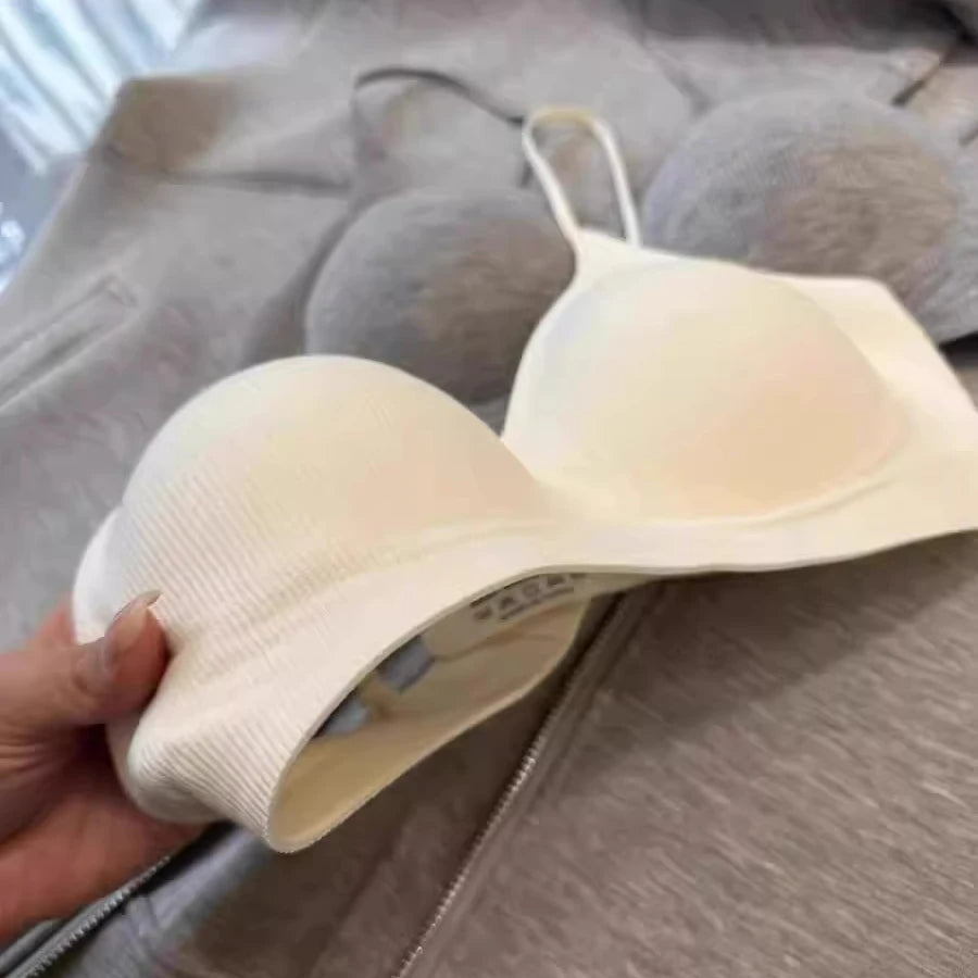 Bras for Small Bust Women Thin Strap Wireless Push Up Padded Bralette Stick On Silicone Adhesive Bra Petite Backless