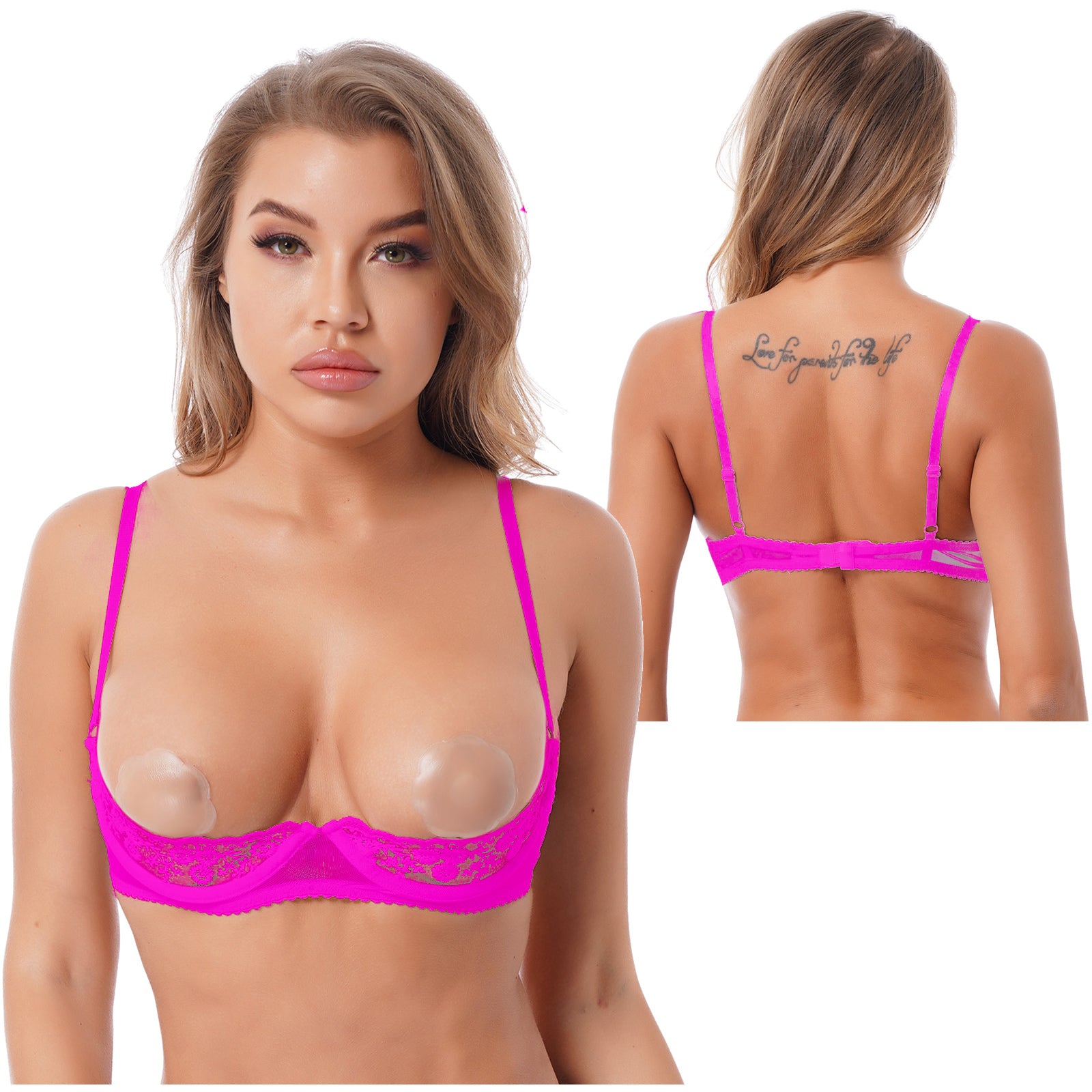 Women Lace Bra Underwear Adjustable Strap Half A Bra Unlined Brassiere Lingerie Sheer Floral Underwired