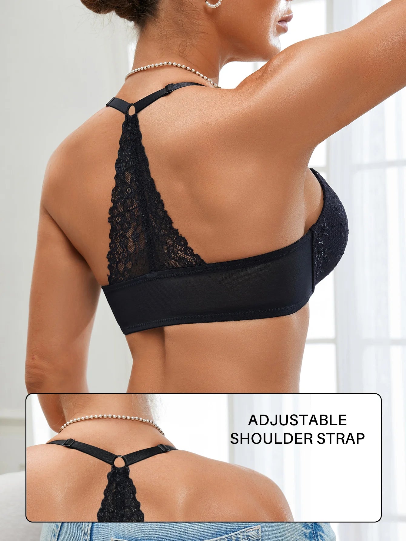 Women Lace Front Button Bra Push Up Plunge Sexy Bras Front Closure Bralette Underwear Adjust Strap Triangle Cup Low Cut lingerie