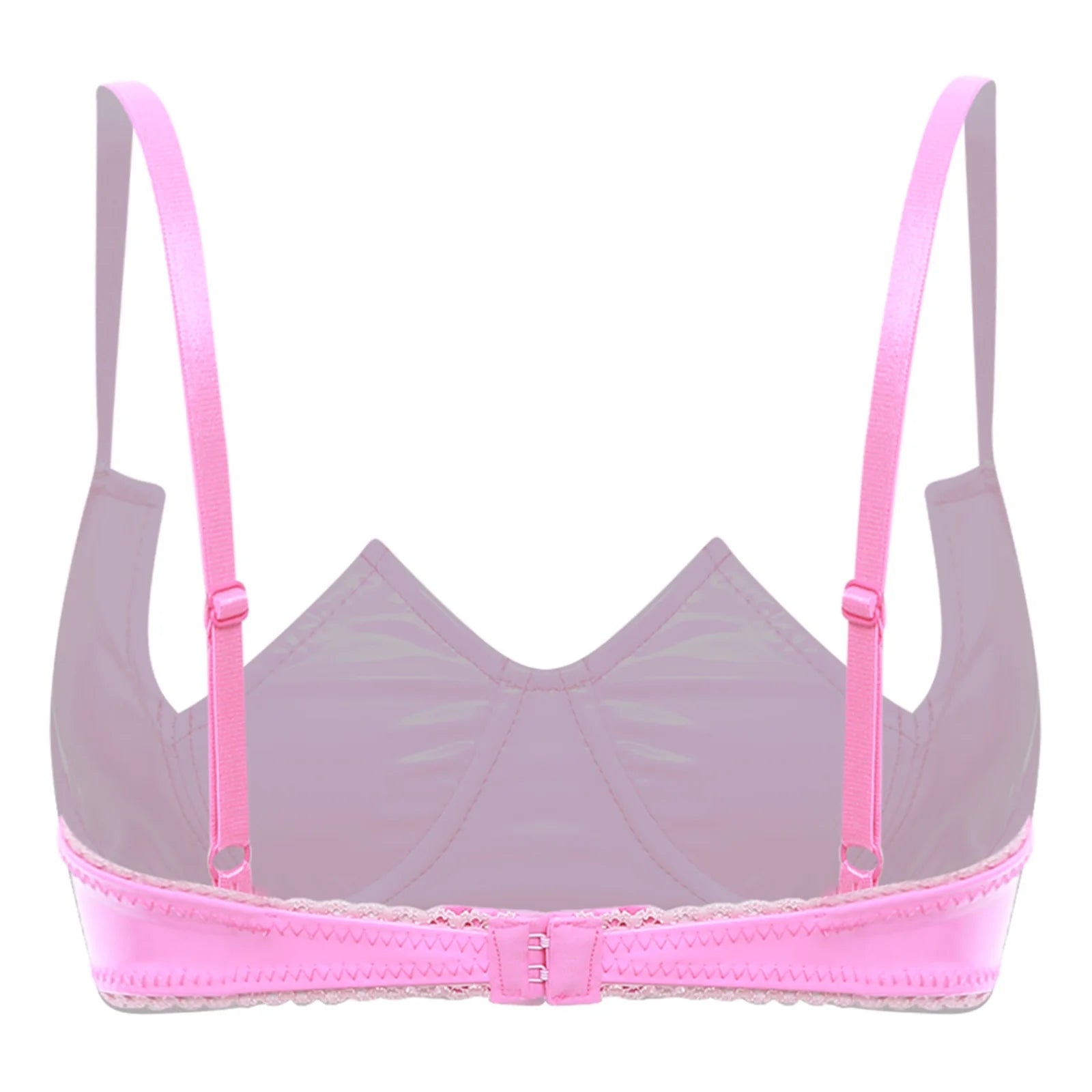 Womens Sexy Gothic Wet Look Patent Leather Bralette Lace Quarter Cup Underwired Shelf Bras Tops Push Up Sheer Floral Balconette