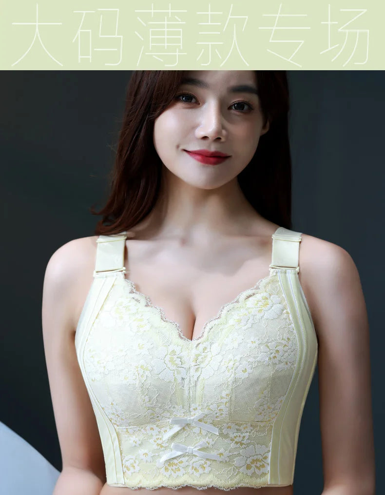 Womens Full Coverage Lace Push Up Bra Wireless Large Size Anti-sagging Underwear Female Lingerie 34 36 38 40 42 44 48 50 C D E
