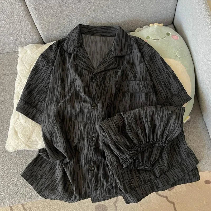 Summer short-sleeve pajama set for women, comfortable and trendy, shorts suitable for wearing outside home wear set