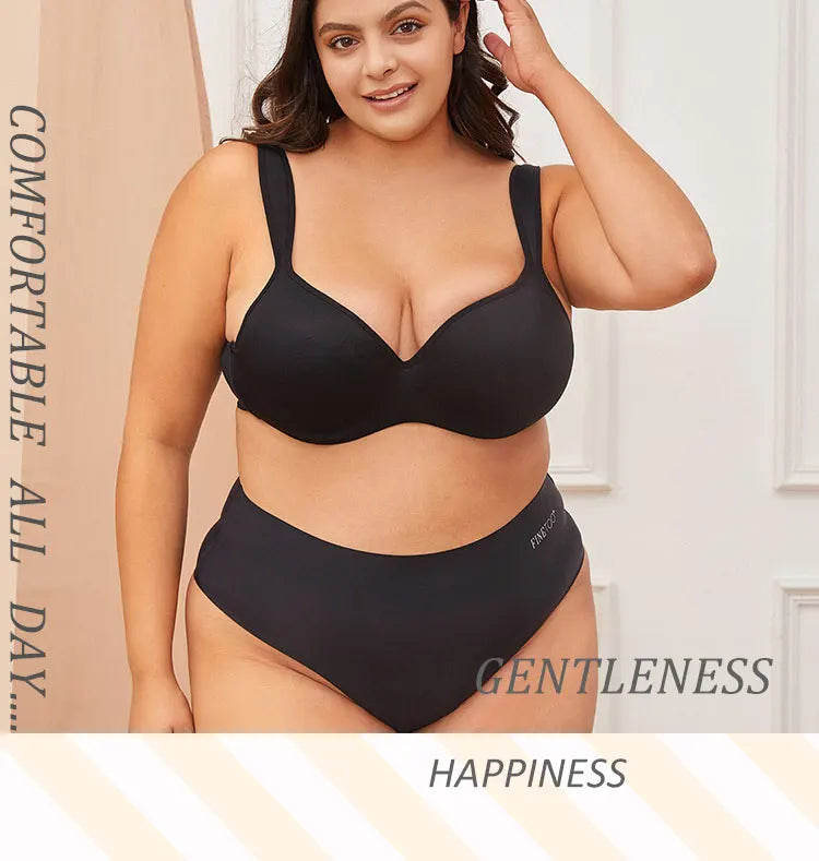 FINETOO 1Pc Women's Plus Size Underwire Full Coverage Unlined Seamless Bra Wide Straps Wireless Bras for Women Push Up Brassiere