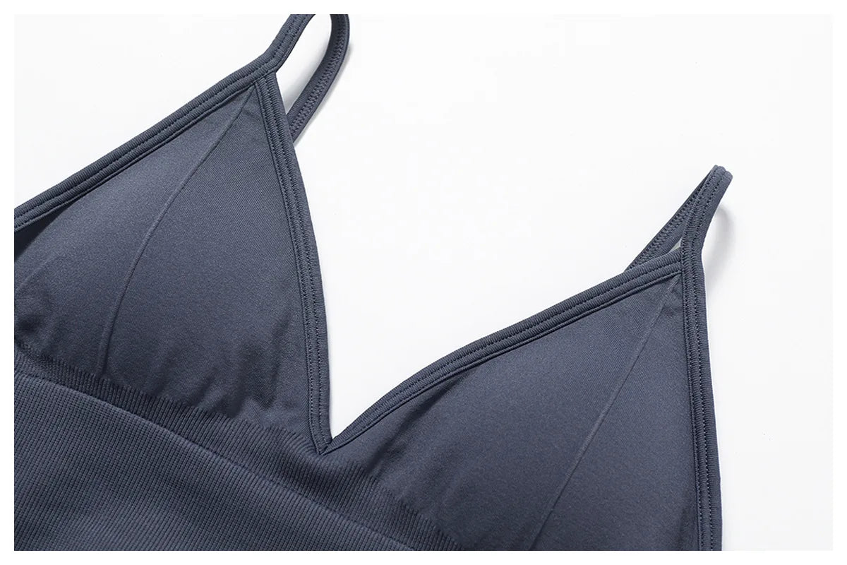HBC Seamless Sports Bras for Women Fitness Yoga Bras With Removable Pads Adjustable Straps Gym Vest Top Bra Running Crop Top