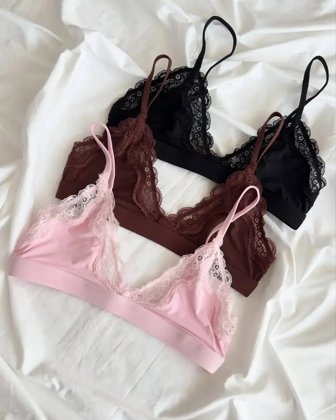 Solid Lace Thin Underwear Sets Women Slim Lift Comfortable Minimalist Without Steel Ring Bra Suit Sweet Y2K Sport Bras and Panty