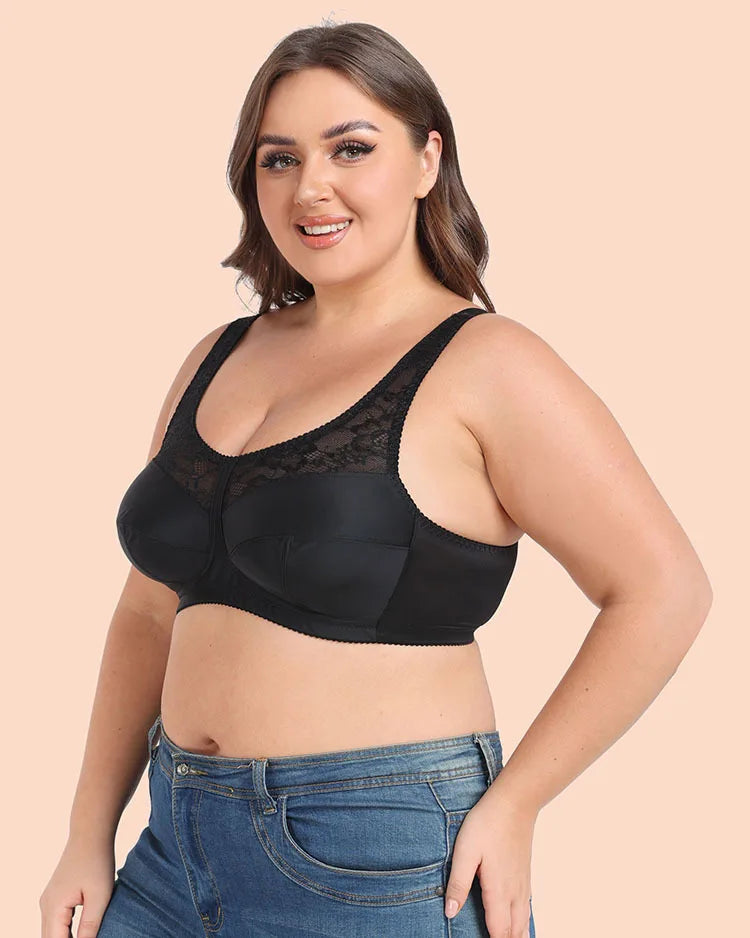 Summer Bra Thin Full Cup Bra for Women Sexy Lace Large Size Non Padding Wirefree Bras Plus Size Breathable Bralette BCDEFG
