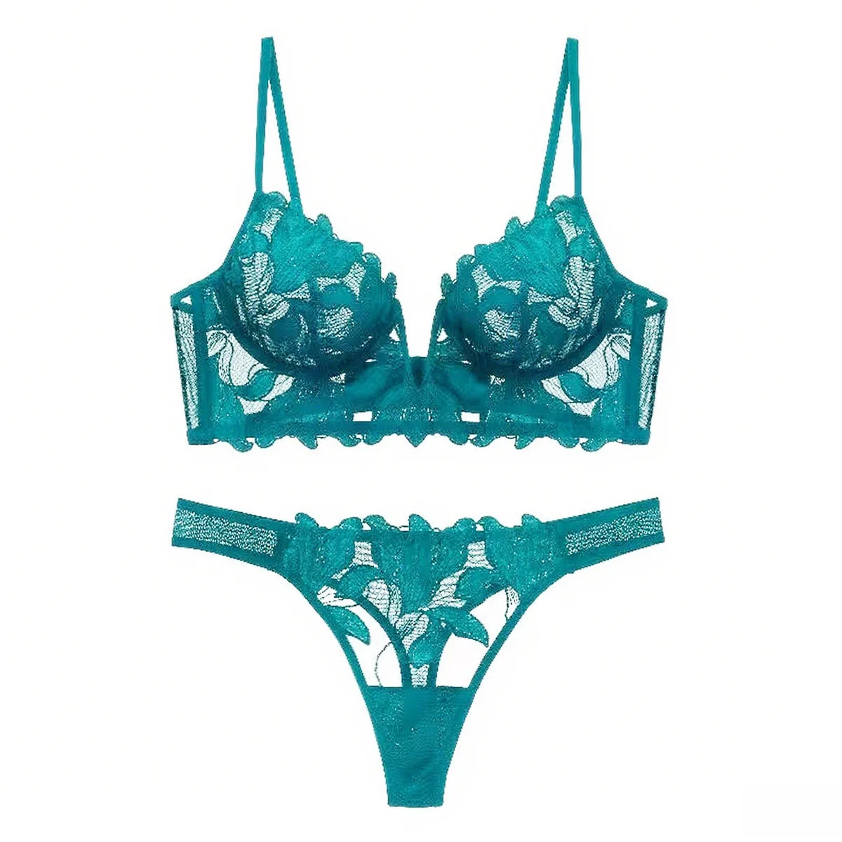 Women Lace Lingerie Set Elegant Sexy Bra Set See Through Underwear Ventilate Ladies Bra and Panty Set