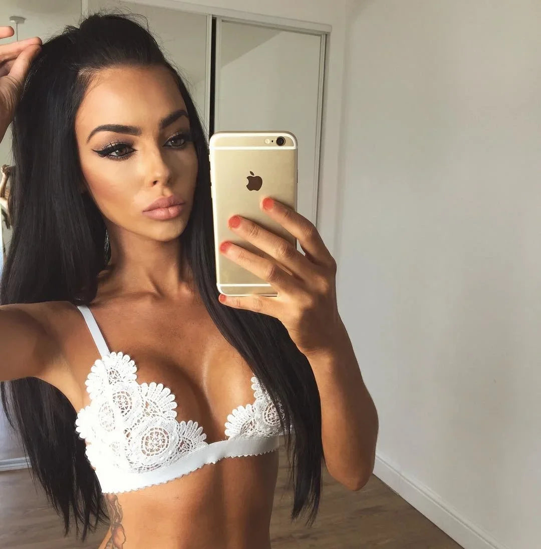 Sexy Women's Lace Floral Bralet Bra Bustier Adjusted Straps Crop Top Unpadded Plunge Bra Bralette