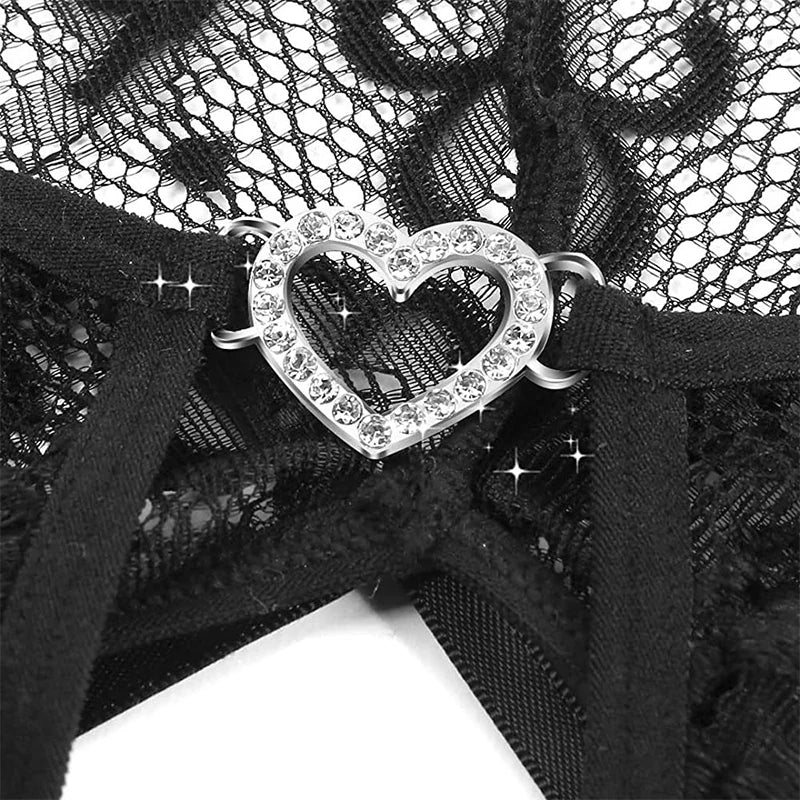 2023 New Erotic Lingerie For Women Lace Floral Transparent Bra Set Porn Costumes Deep V Open Bra Crotchless Bodysuit Underwear