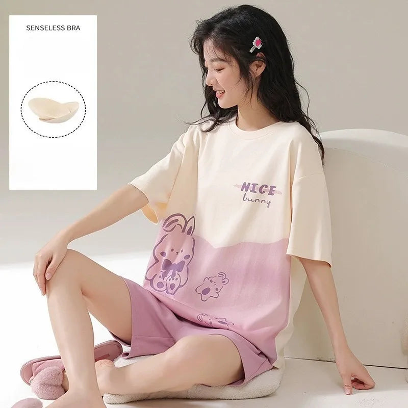 Ensembles Pyjama Set Bajama Summer Women Lady Pajamas for Woman Nightwear Women's Summer Suit With Shorts Loungewear Sets Woman