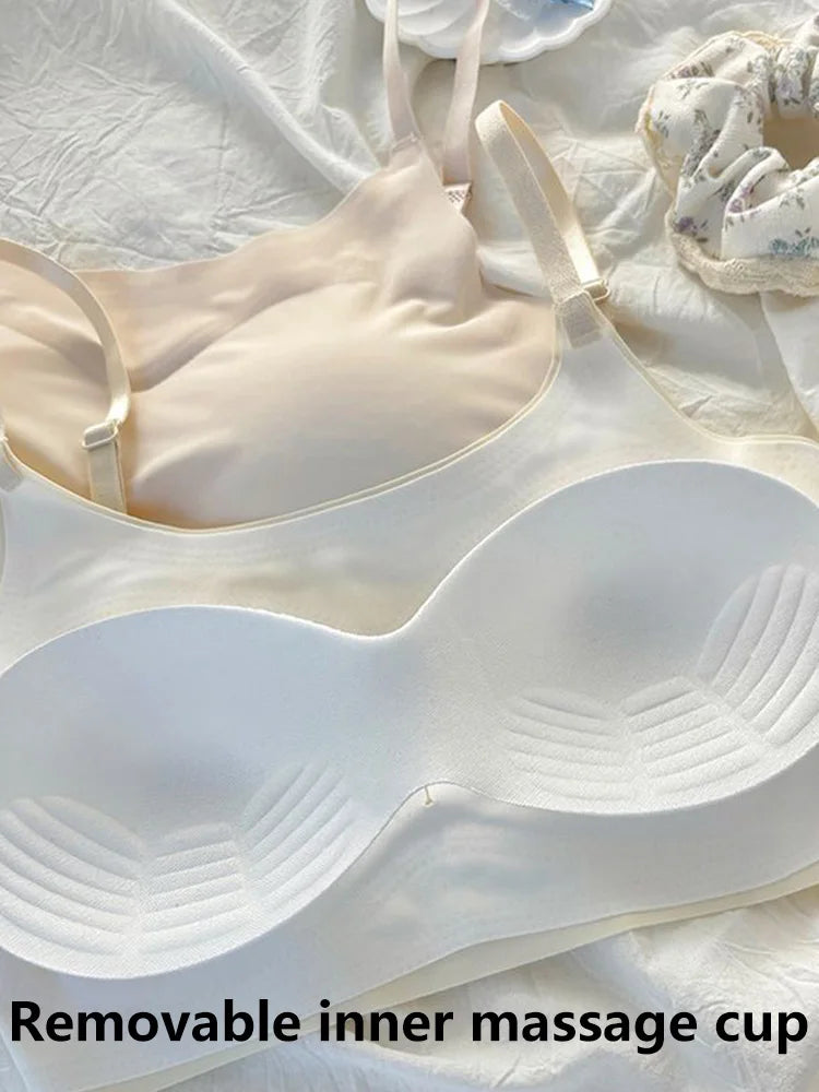 2pcs Bras Women Soft Skin Friendly Ice Silk Sports Yoga Bra Without Steel Ring Comfortable Breathable Support Girls Bra Vest