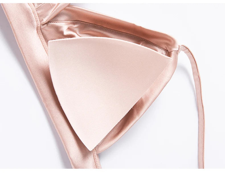 Women Silk Bra 93.8% Mulberry Silk 6.2% Spandex 3/4 Cups Everyday Wear Thin Bra Lining Wire Free Solid Colors Intimates TG223