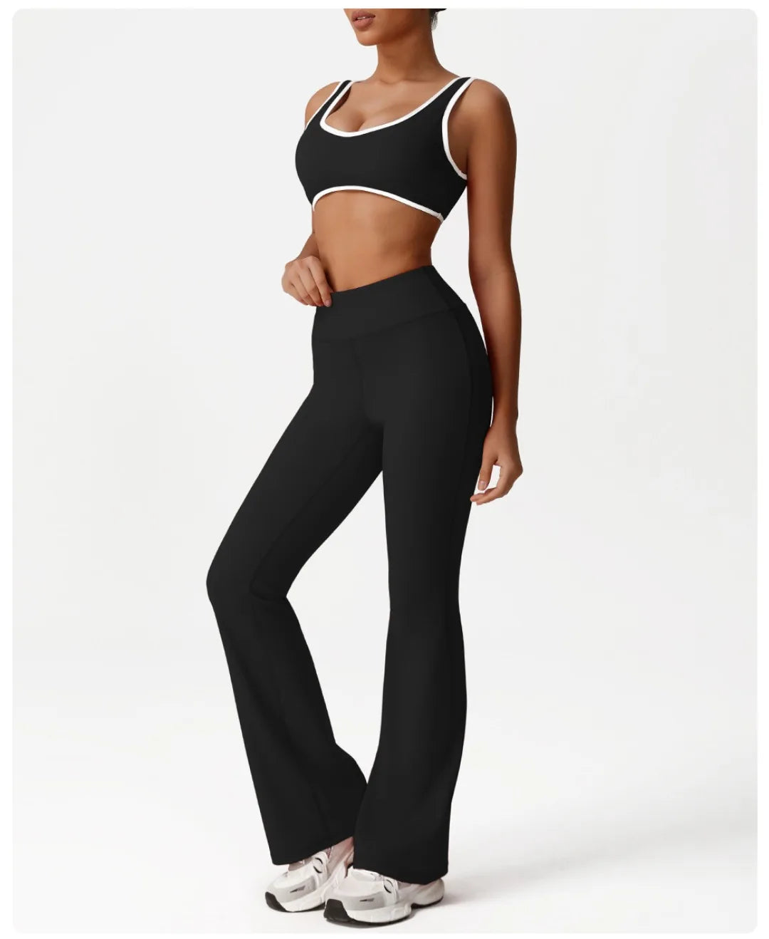 Backless Yoga Bra Quick Drying Shock-proof Fitness Sports Bra High Waist Butt Lifting Flared Pants Casual Workout Gym Yoga Bra