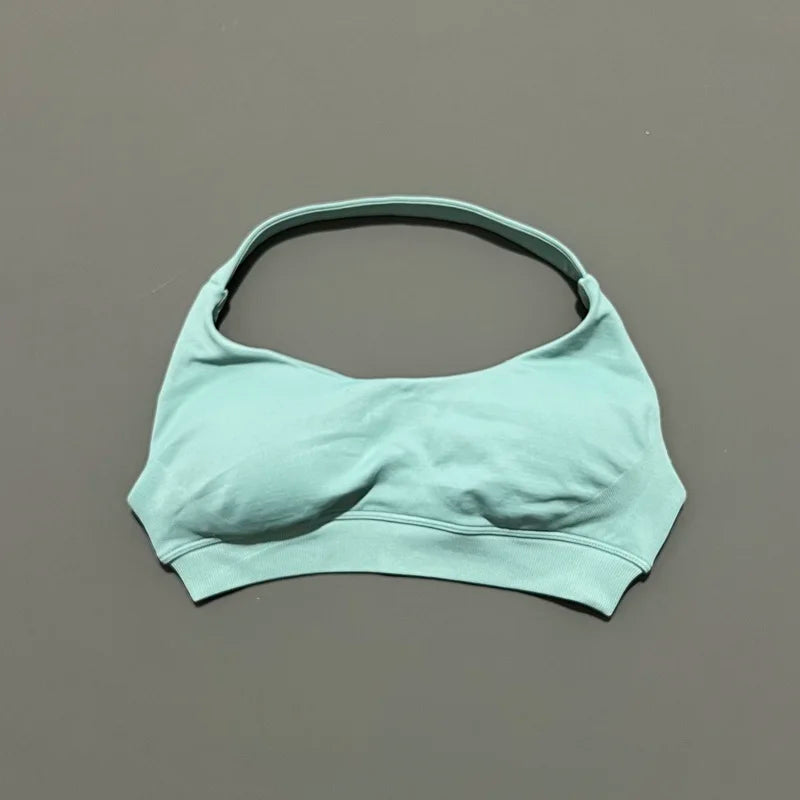 Sports Bra Women Seamless Halter Sports Bra High Support Open Back Activewear Gym Tank Top Fitness Yoga Workout Bra