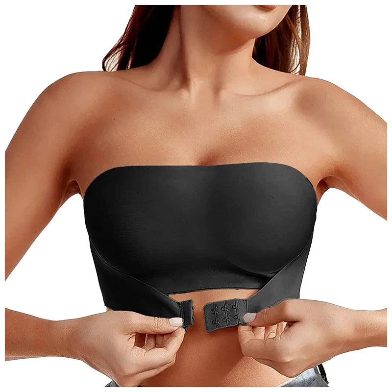 Sexy Seamless Front Button Strapless Bra Anti Glare Gathering Chest Hugging Beautiful Back Women Bra Strapless Non Slip Bra