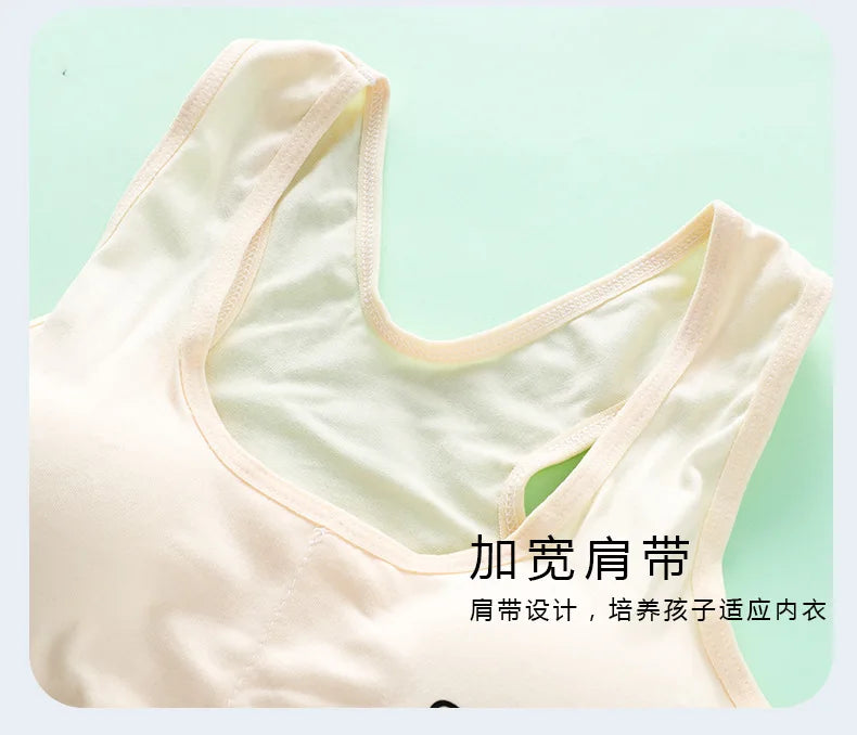 Adolescent Girl Sports Bra Breathable Lightweight Sponge Pad Wide Shoulder Strap Vest Solid Color Simple and Comfortable Bra