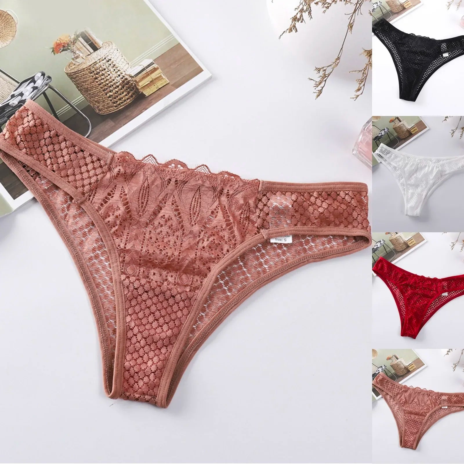 Sexy Sheer Lace Transparent Female Underwear Mesh Hook Briefs Low Waist Seamless Underpants Lingerie for Women Calzones Mujer