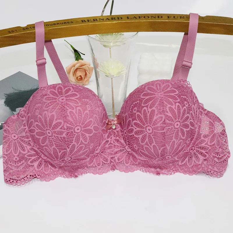 Sexy Push Up Plunge Bra Half Cup Lace Underwire Bra Gather Anti-Spill Design for Shape Support Fashion Women's Lingerie