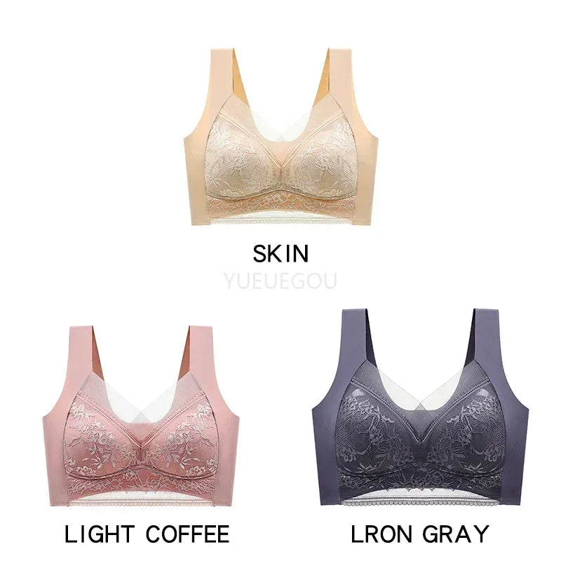3 Pcs Women's Push Up Bralette Wireless Bras - 5cm Natural Lift, Seamless Lace Plus Size (L-6XL), No Underwire Comfort