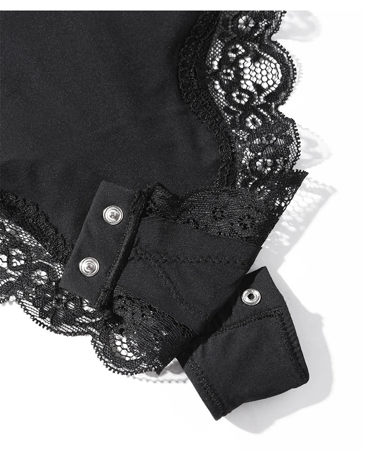 Meet'r Lace Camisole Bodysuit Lingerie Ladies Lace-edged Sexy Body-shaping Shapewear G-string Inner Tight Corset Underwear