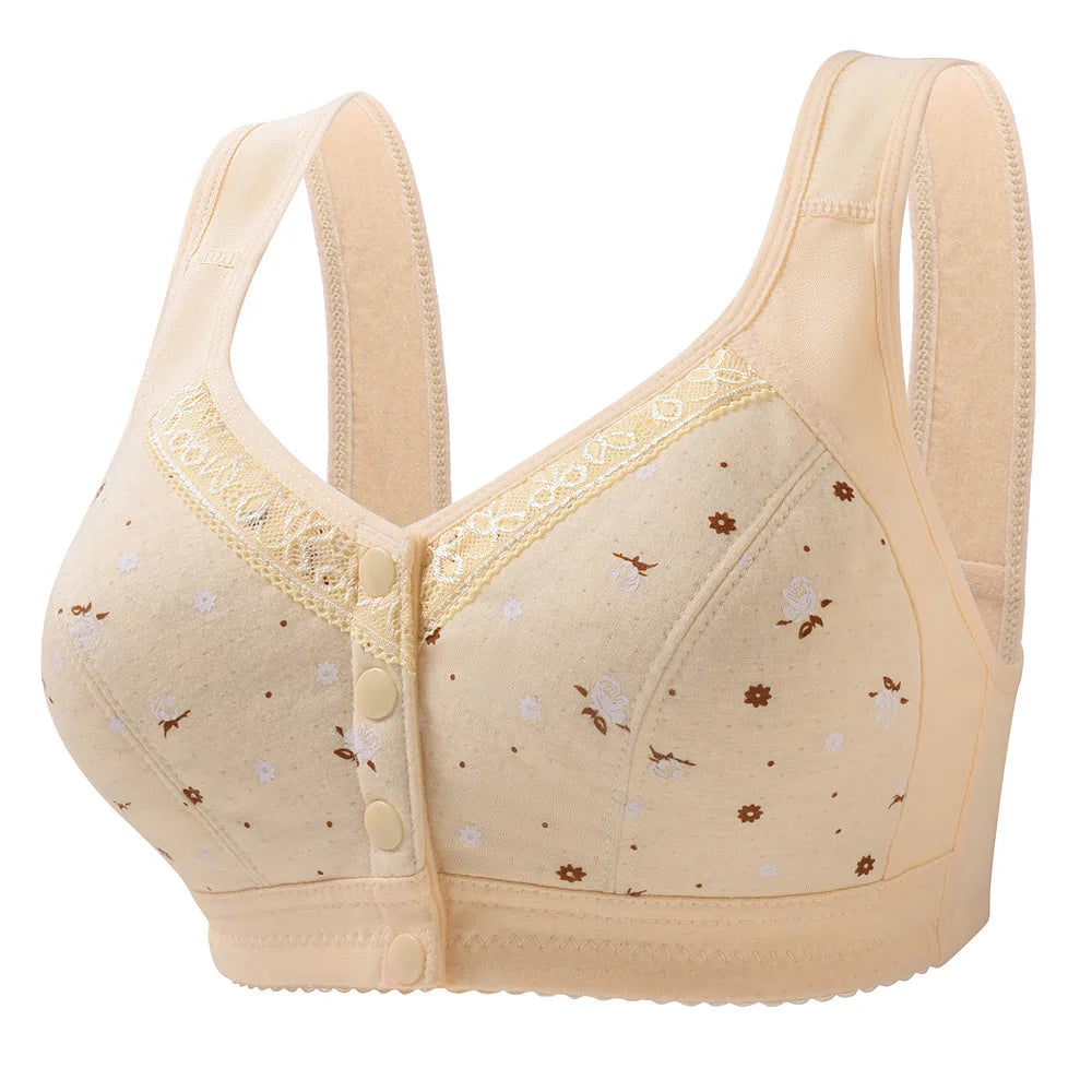 38-50 B/C Push Up Bras Front Closure Floral Brassiere Wireless Bralette Push Up Bras for Women Underwear Large Size Lingerie