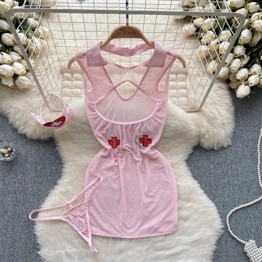Backless Hotsweet Bow Lingerie For Women See Through Mesh Sexy Bunny Costume Lingerie Bodysuit 4 Piece Jumpsuit Spot Lace Cospla