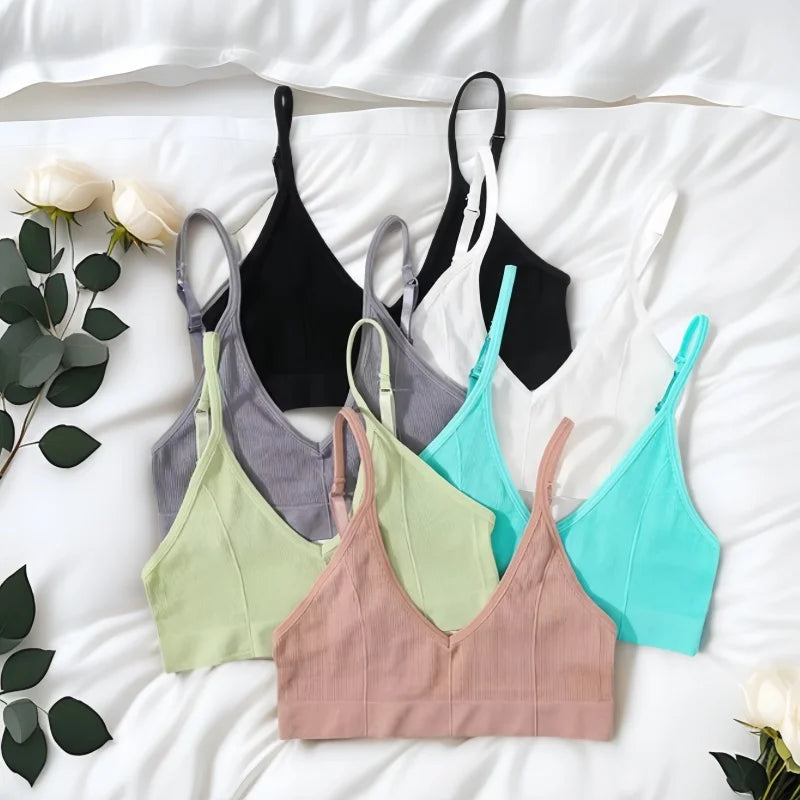 Seamless Bras For Women U Back Crop Tops Unlined Bralette Sports Bra Sexy Lingerie Wireless Brassiere Female Ribbed Underwear