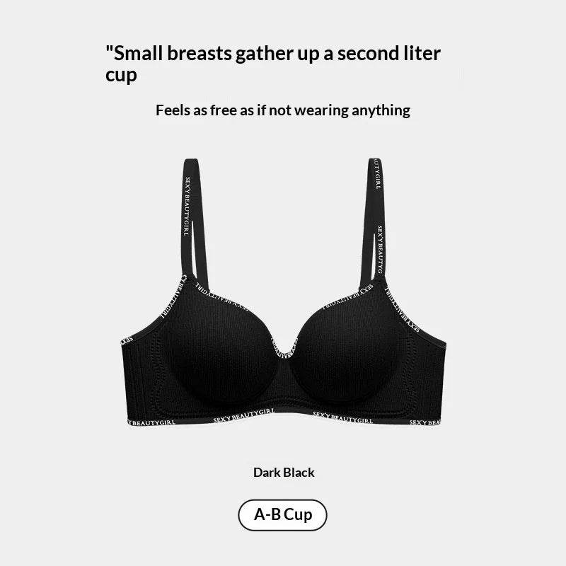 New Fashion Bra for Smaller Busts: Enhances and Gathers with Letter Design Wire-Free, Nude-Feel, Skin-Friendly One-Piece Bra